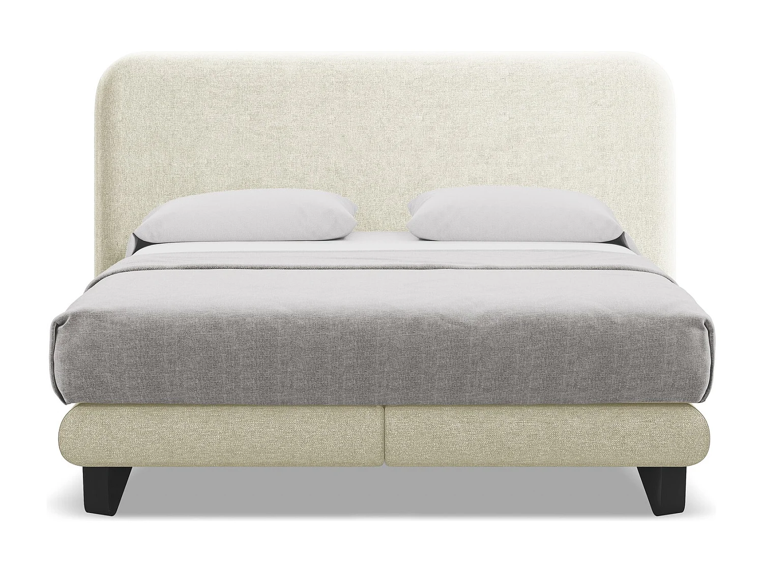 Lit capitonné + matelas en tissu chenille 160 x 200 - beige - ILIMA