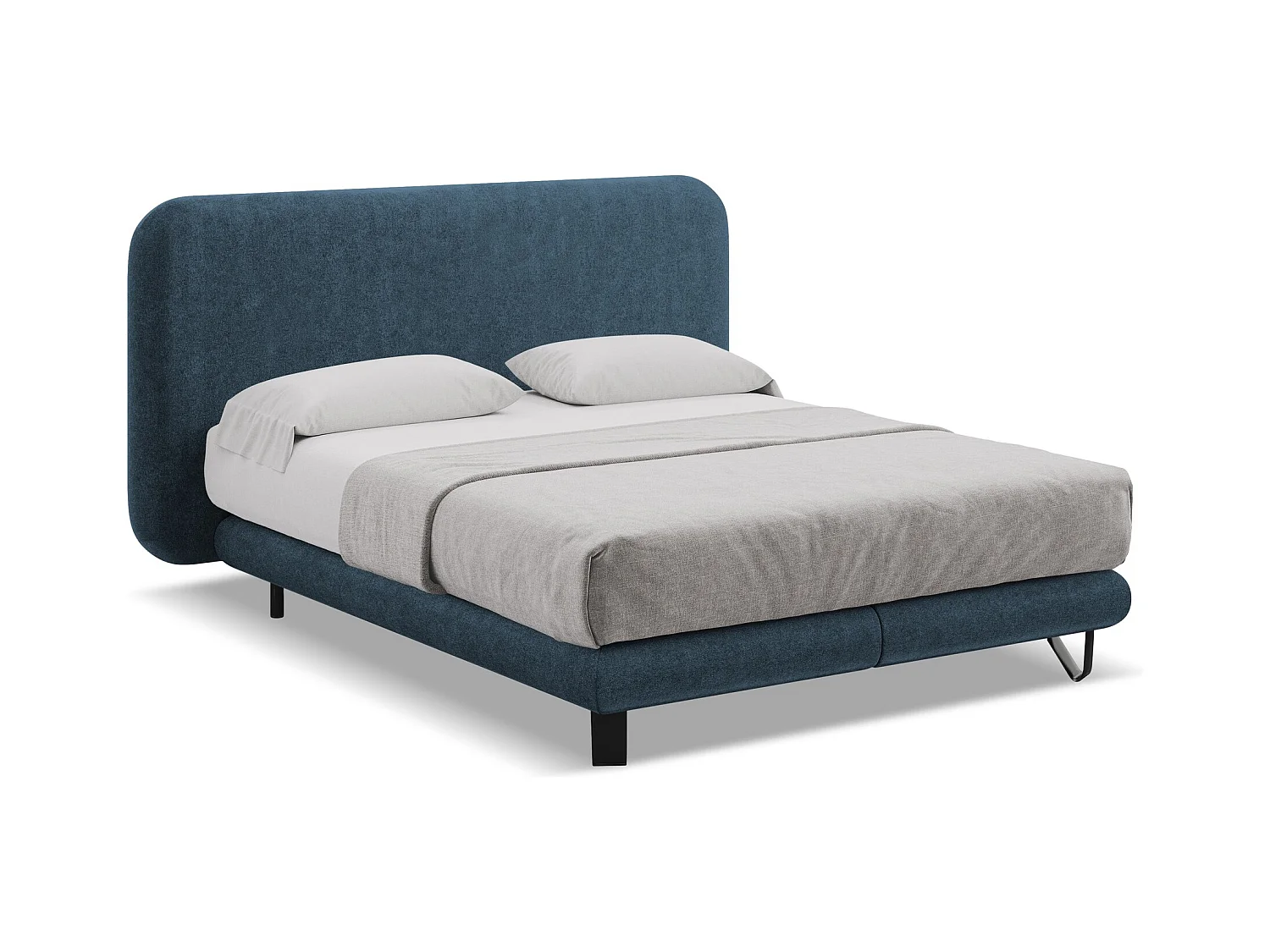 Bett mit Matratze - 174 x 220 - Bouclé - Königsblau - ILIMA