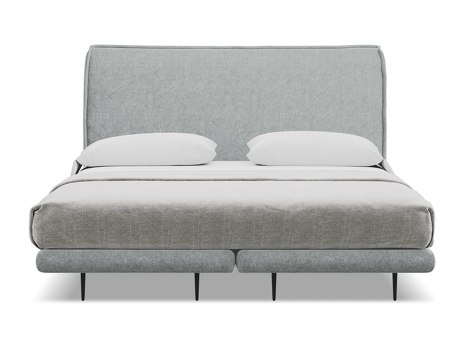 Lit capitonné + matelas en tissu bouclette 180 x 200 - argent - HALIA