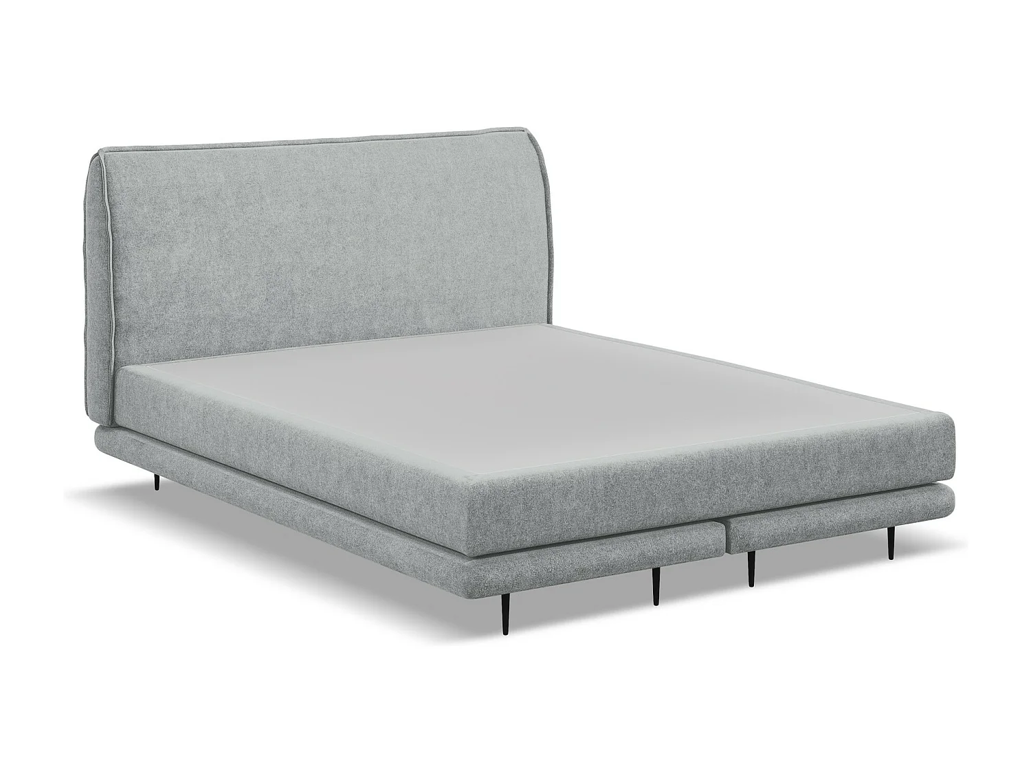 Lit capitonné + matelas en tissu bouclette 180 x 200 - argent - HALIA