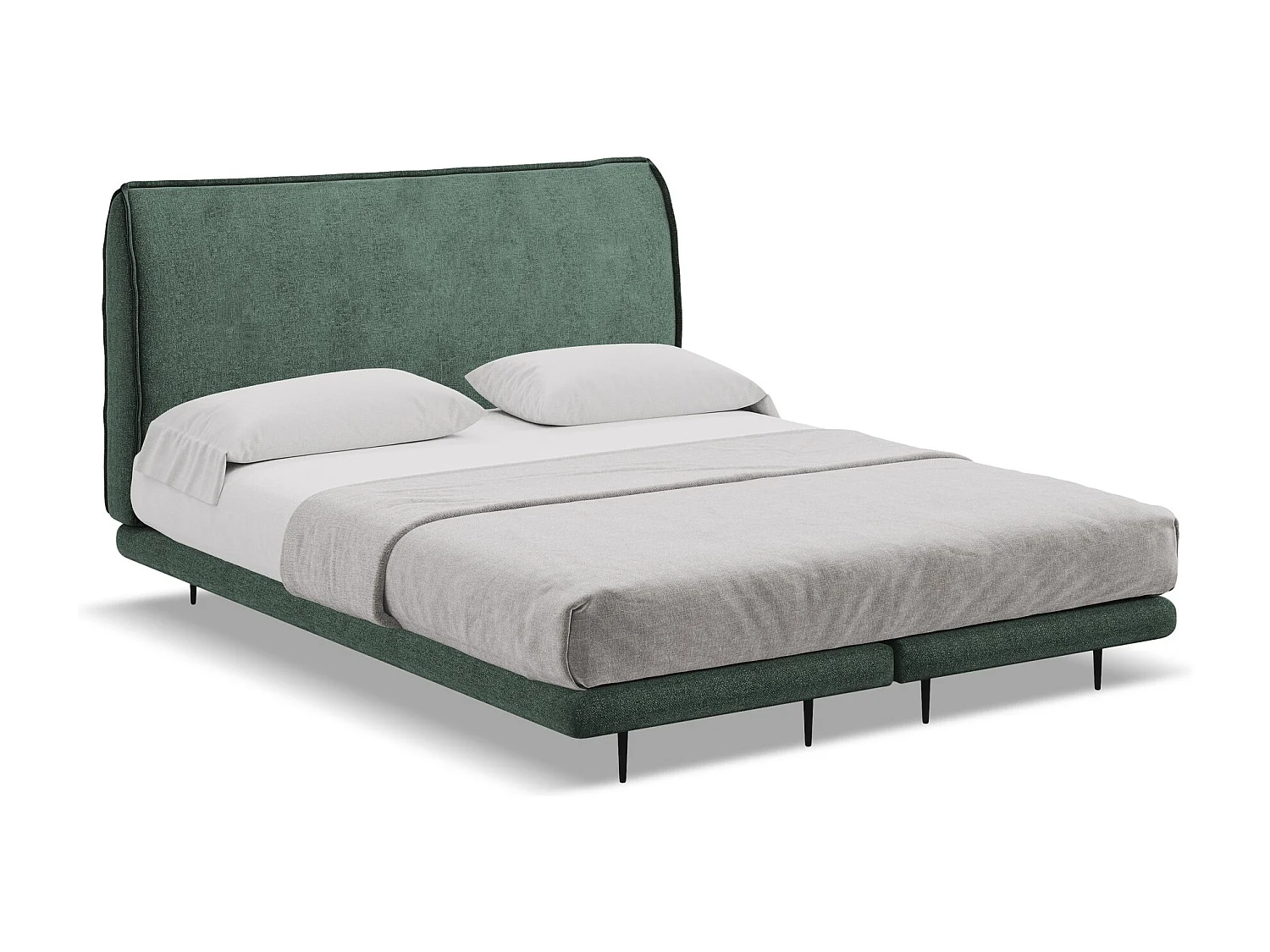 Tweepersoonsbed + matras 148 x 222 - chenille stof - groente - HALIA