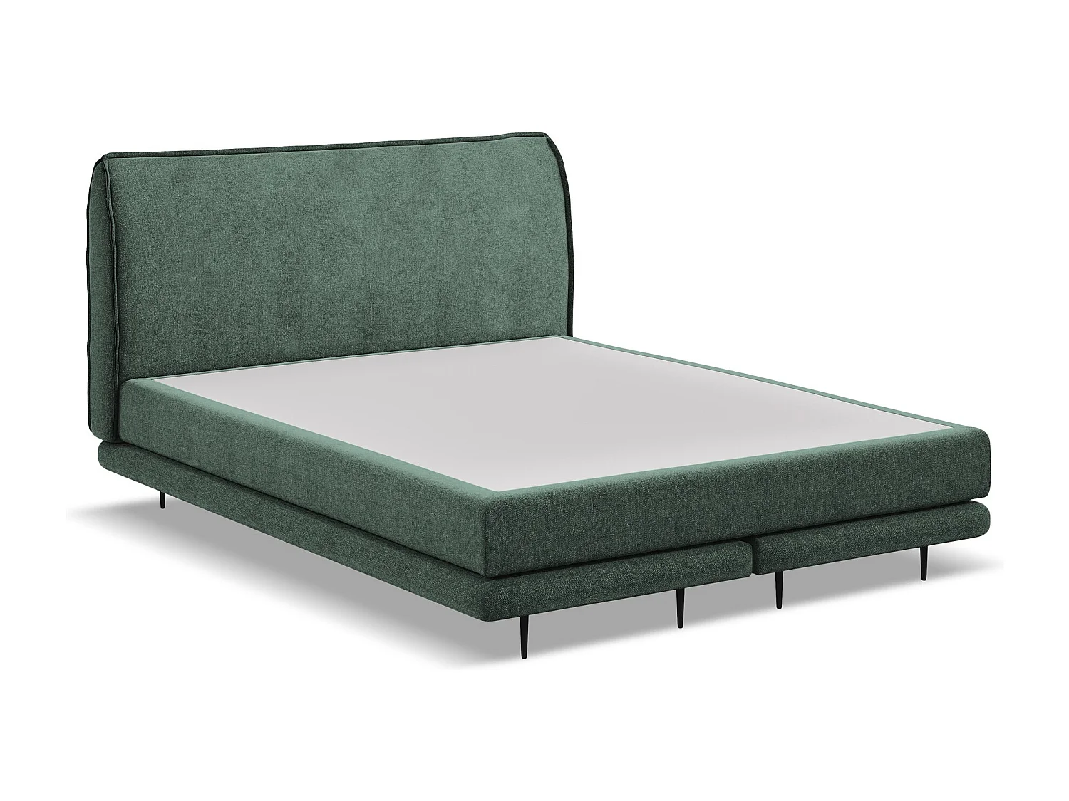 Cama estofada 140x200 cm em tecido chenille - verde - HALIA
