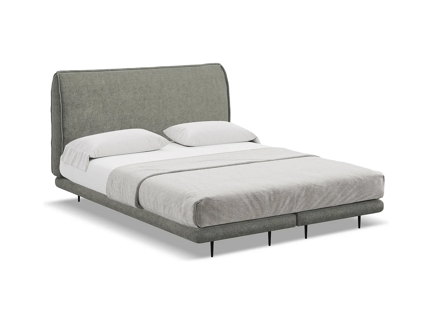 Lit capitonné + matelas en tissu bouclette 180 x 200 - éléphant - HALIA
