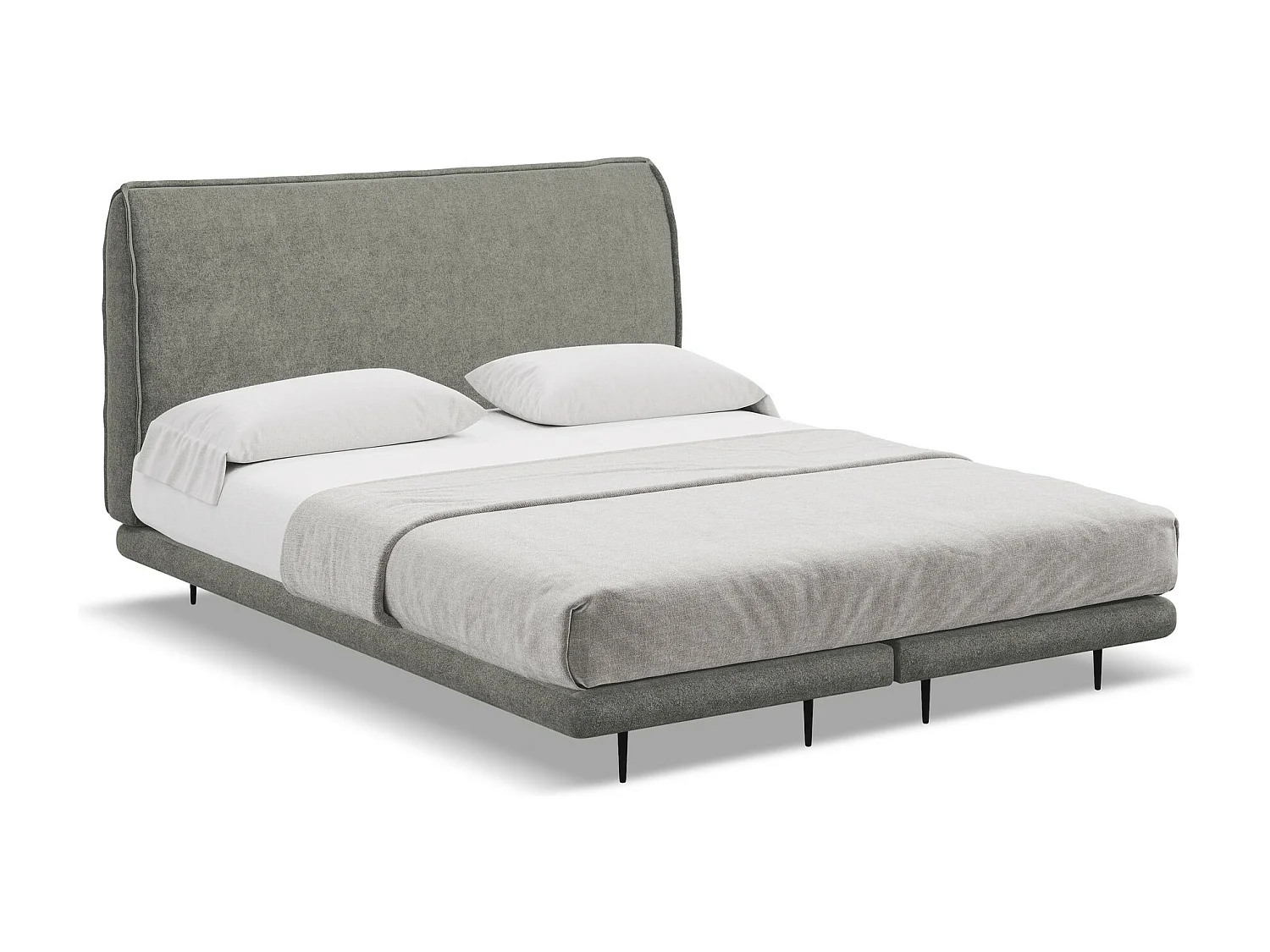 Lit capitonné + matelas en tissu bouclette 180 x 200 - éléphant - HALIA