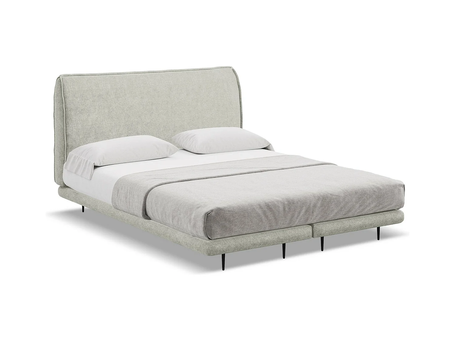 Bett mit Matratze - 188 x 222 - Bouclé - Beige - HALIA