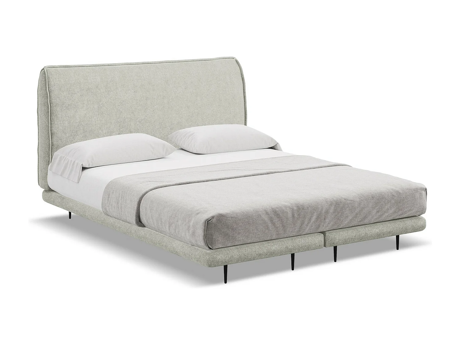 Lit capitonné + matelas en tissu bouclette 180 x 200 - beige - HALIA