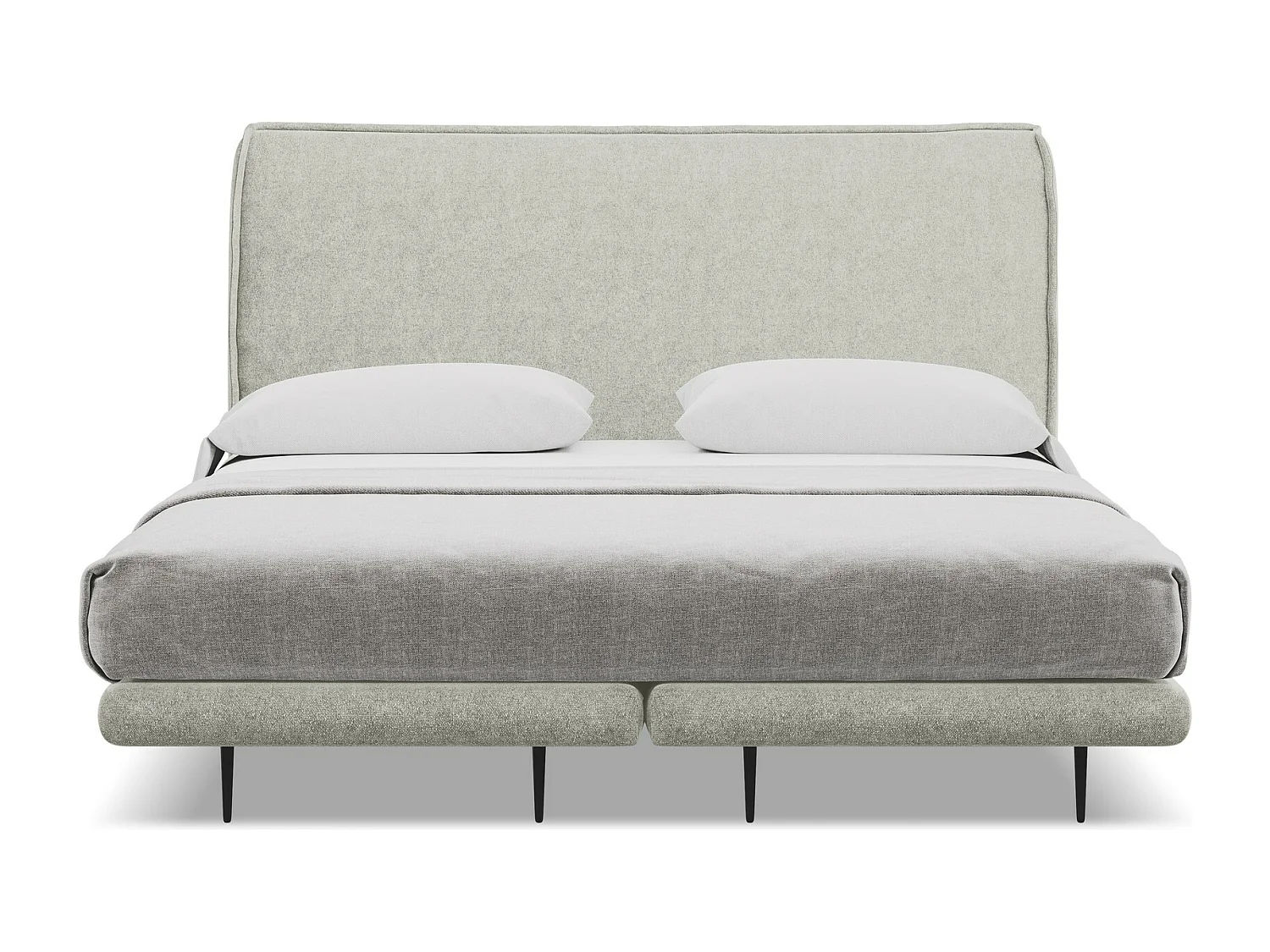 Lit capitonné + matelas en tissu bouclette 180 x 200 - beige - HALIA