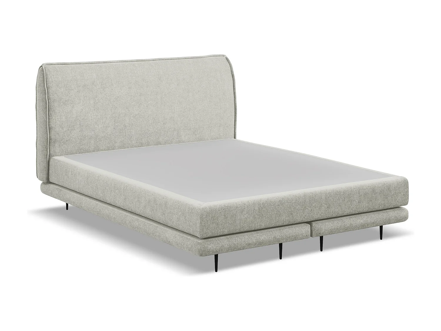 Lit capitonné + matelas en tissu bouclette 180 x 200 - beige - HALIA