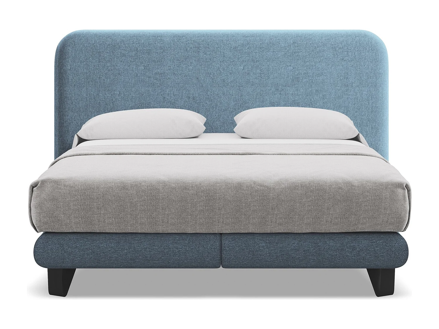 Tweepersoonsbed + matras 174 x 220 - chenille stof - jeans - ILIMA