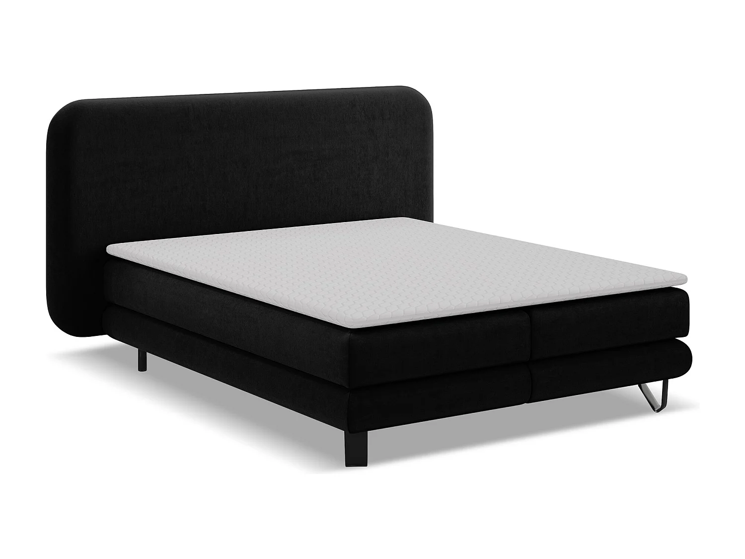 Lit capitonné + matelas en velours 160 x 200 - noir - ILIMA