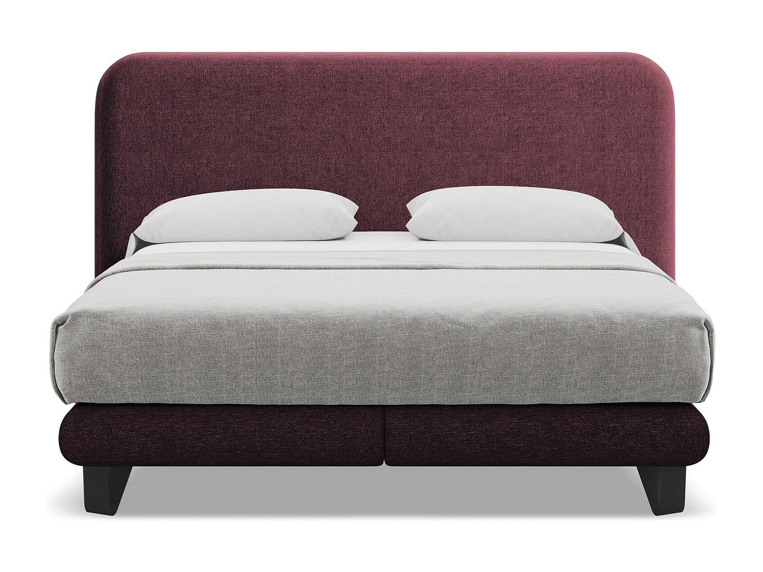 Tweepersoonsbed + matras 214 x 220 - chenille stof - bordeaux - ILIMA