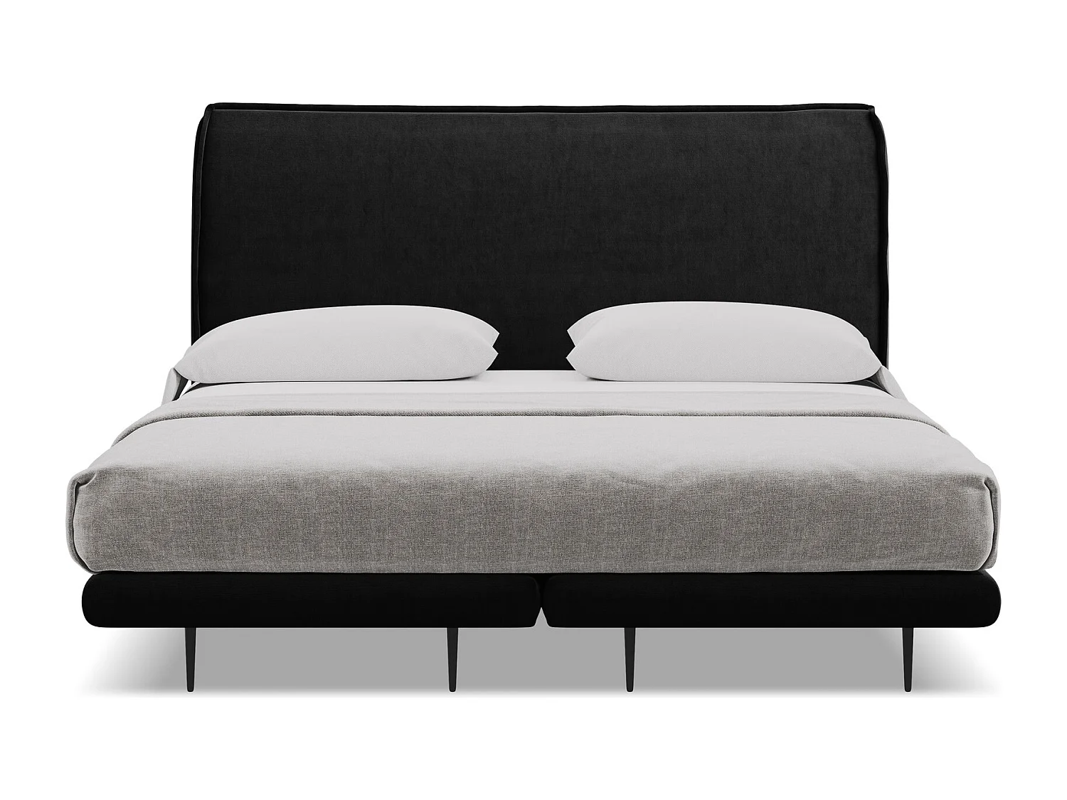 Tweepersoonsbed + matras 148 x 222 - velours - zwart - HALIA