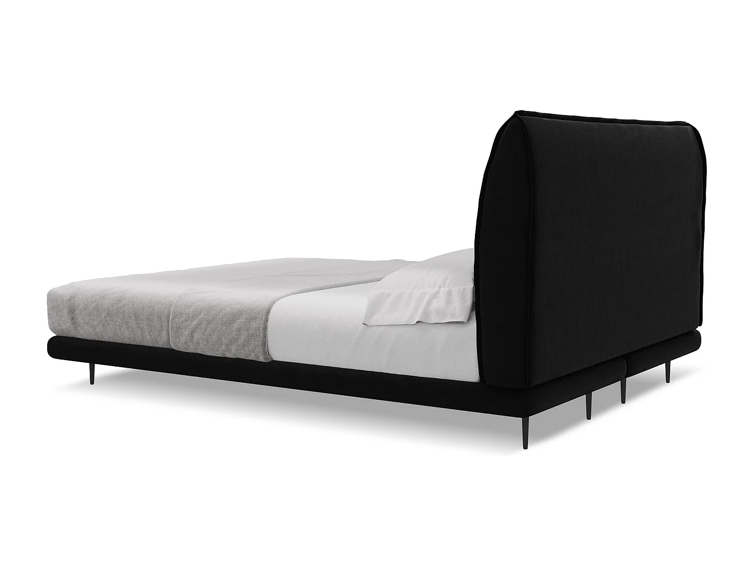 Tweepersoonsbed + matras 148 x 222 - velours - zwart - HALIA