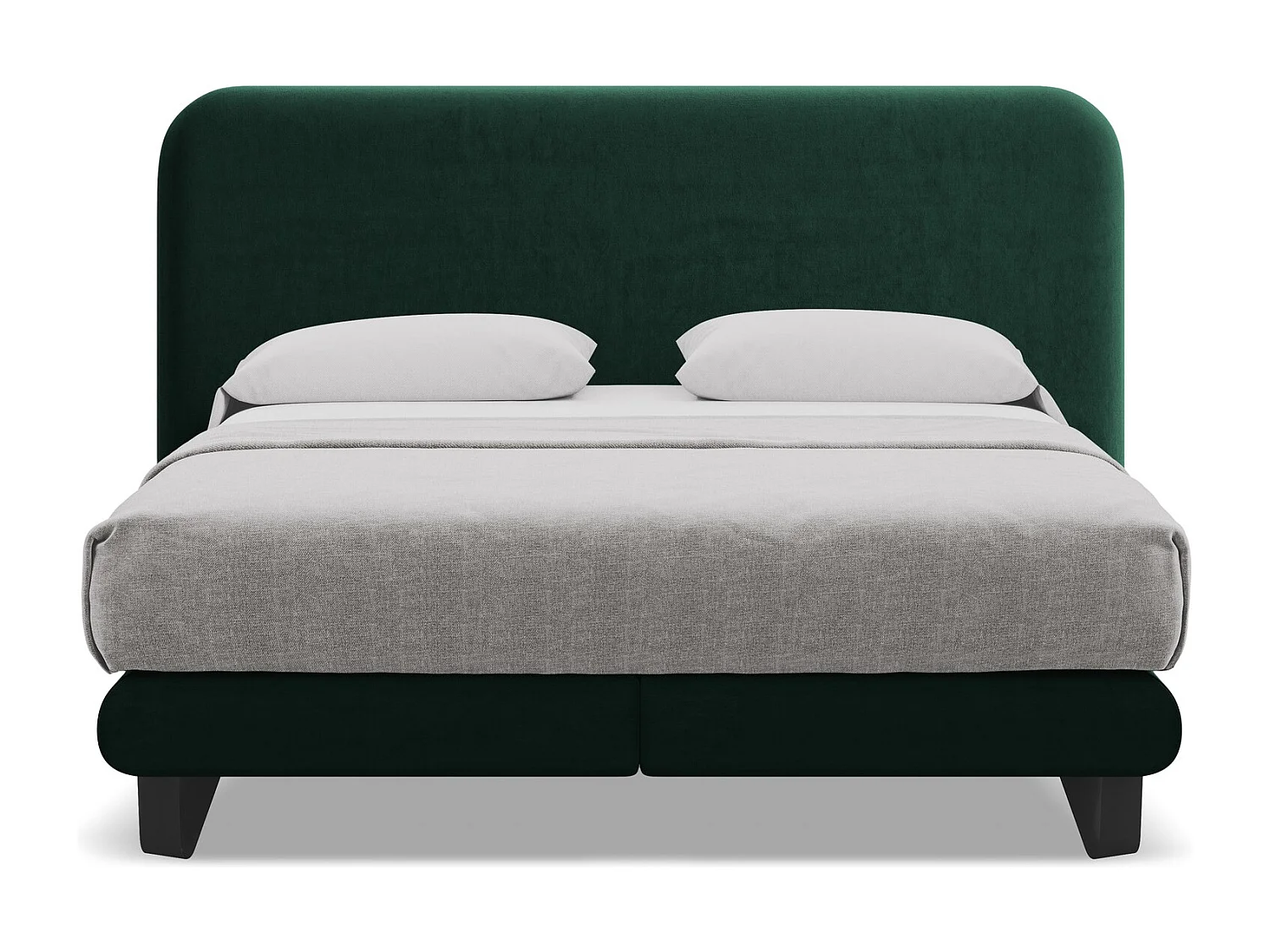 Tweepersoonsbed + matras 214 x 220 - velours - flessengroen - ILIMA