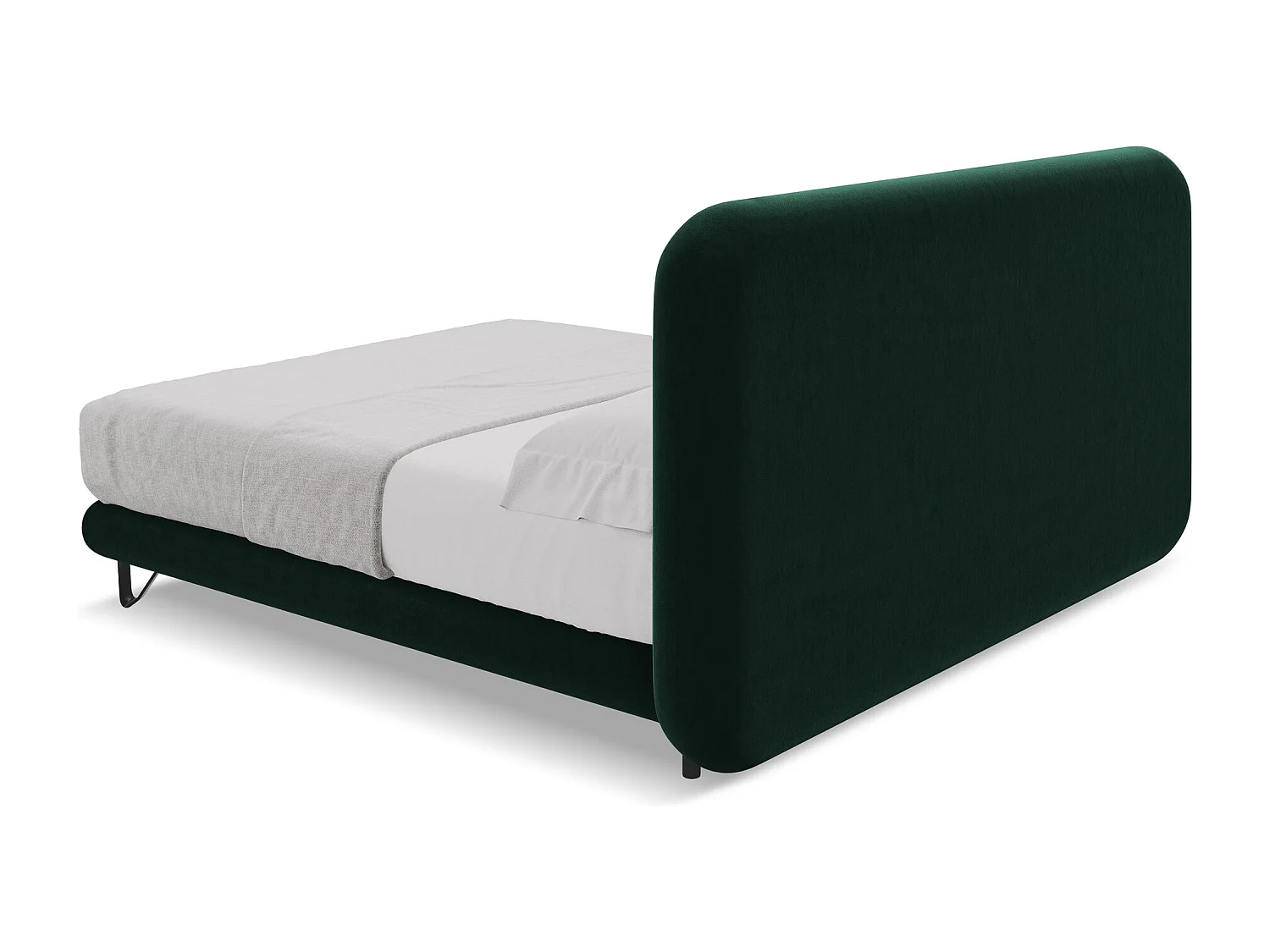 Lit capitonné + matelas en velours 180 x 200 - bouteille verte - ILIMA