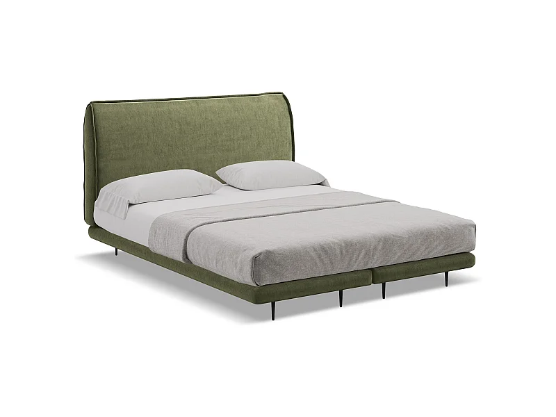 Bett mit Matratze - 168 x 222 - Samt - Olive - HALIA
