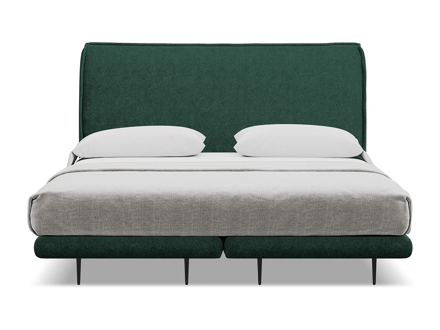 Cama estofada 180x200 cm em tecido bouclé - verde garrafa - HALIA
