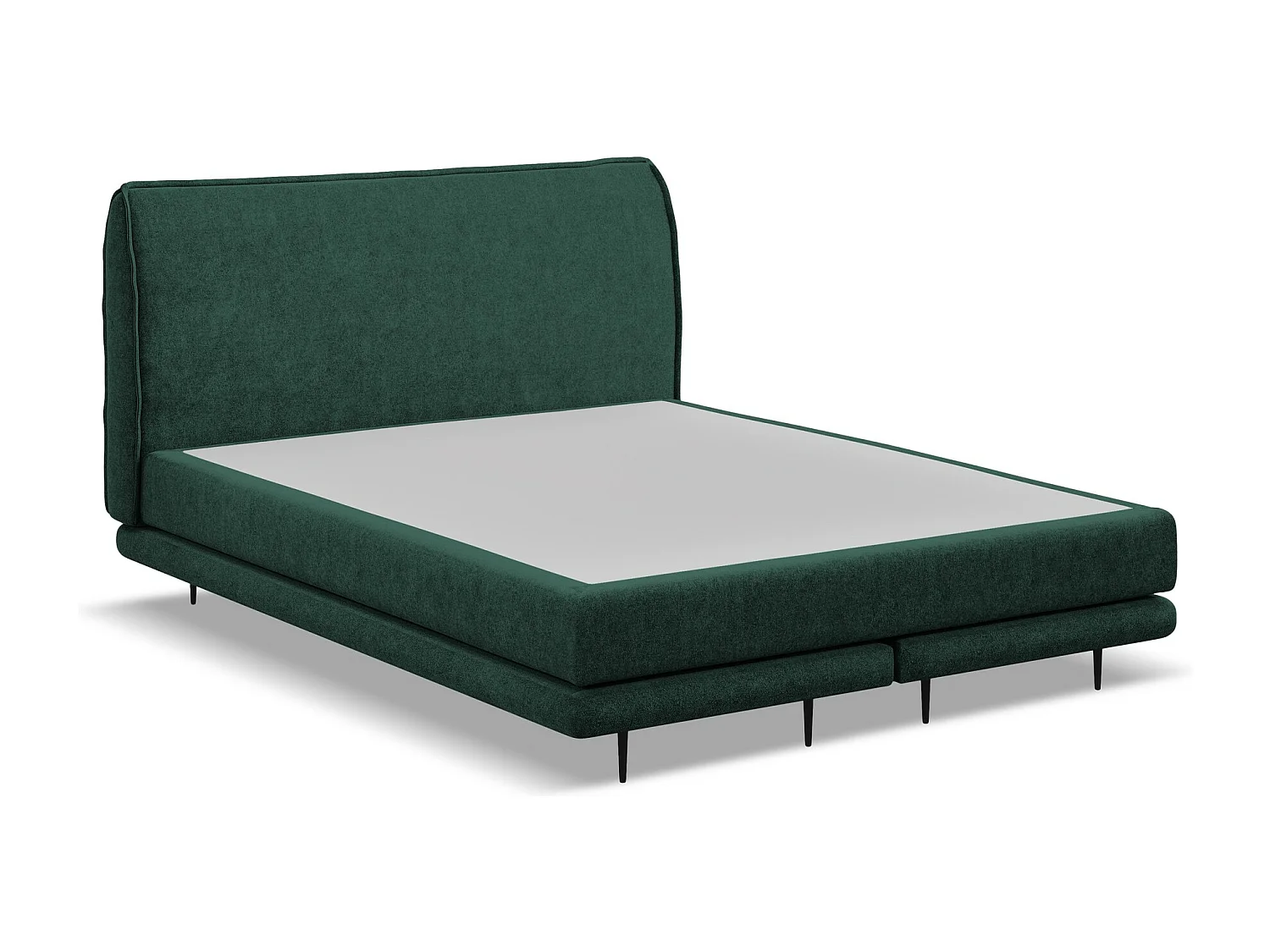 Cama estofada 180x200 cm em tecido bouclé - verde garrafa - HALIA