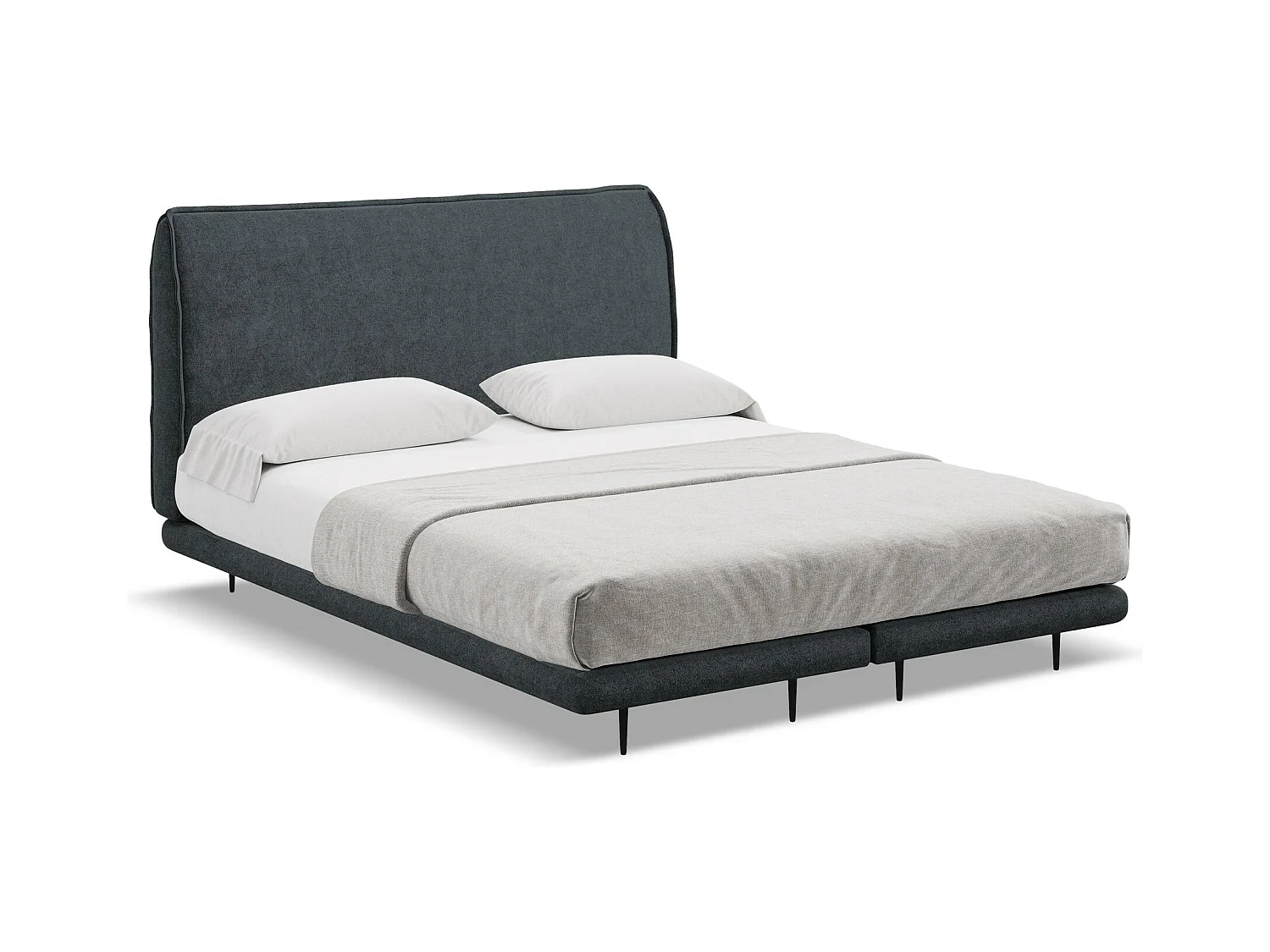 Bett mit Matratze - 168 x 222 - Bouclé - Stahl - HALIA