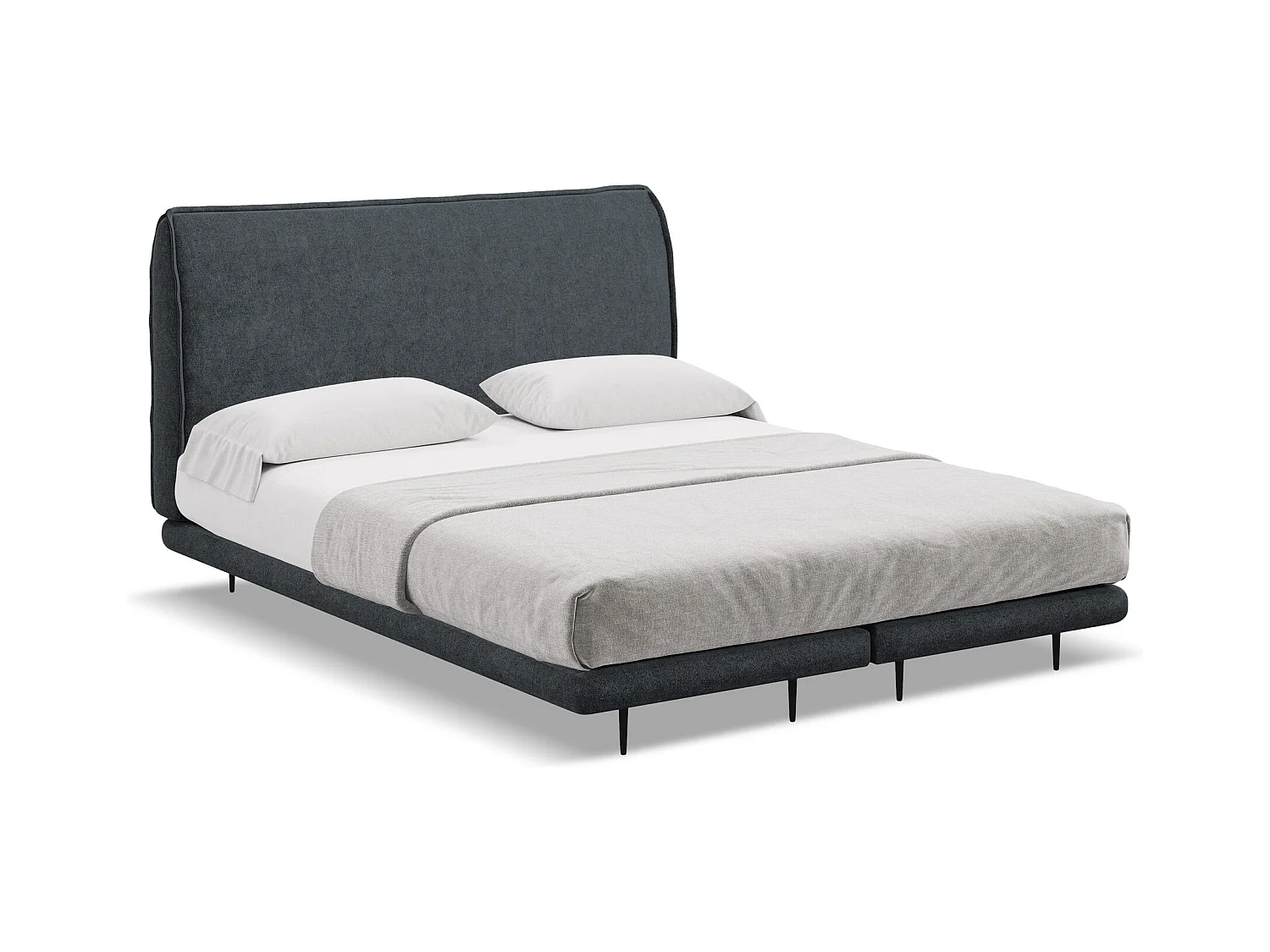 Bett mit Matratze - 188 x 222 - Bouclé - Stahl - HALIA