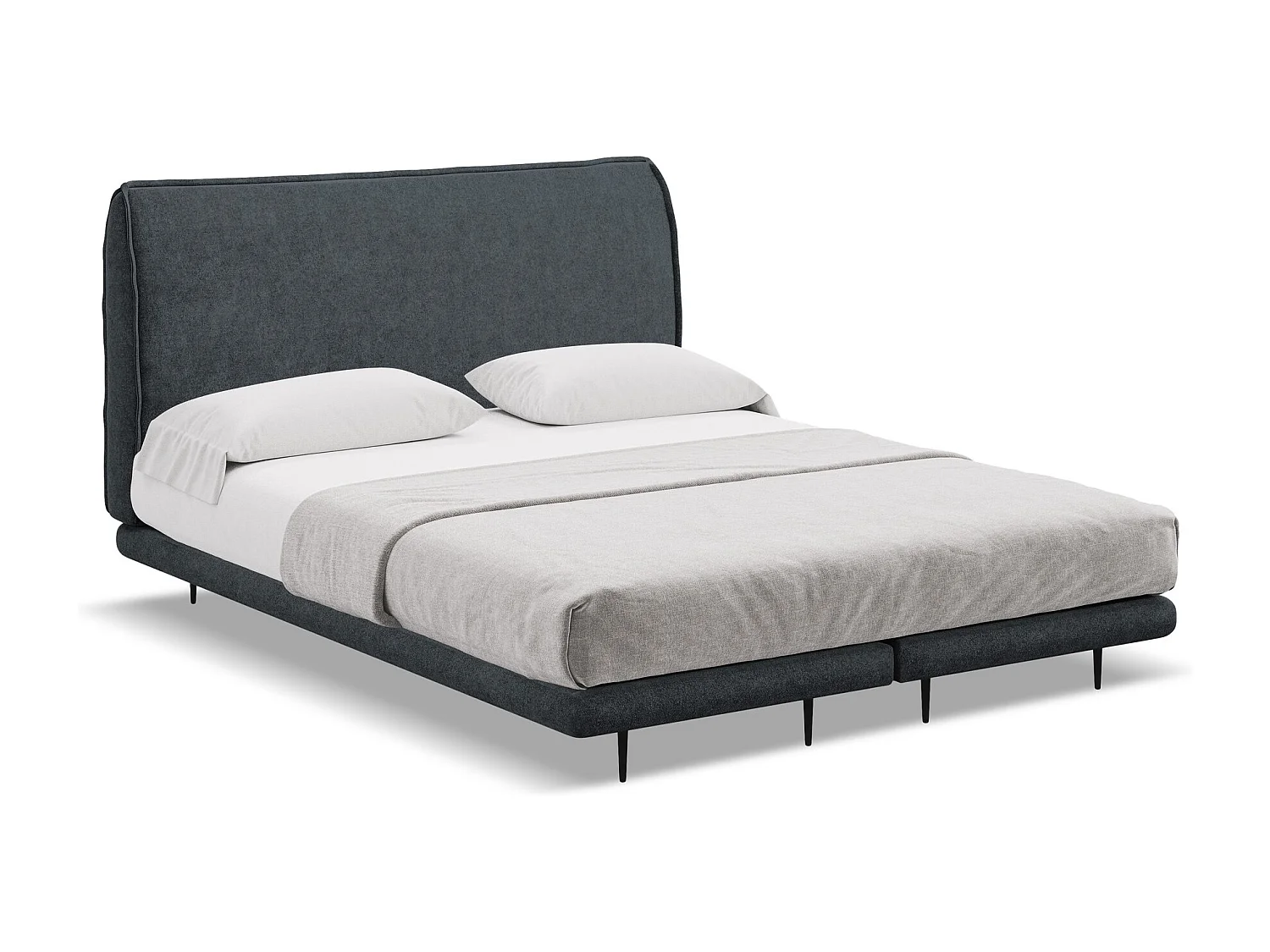 Lit capitonné + matelas en tissu bouclette 180 x 200 - acier - HALIA