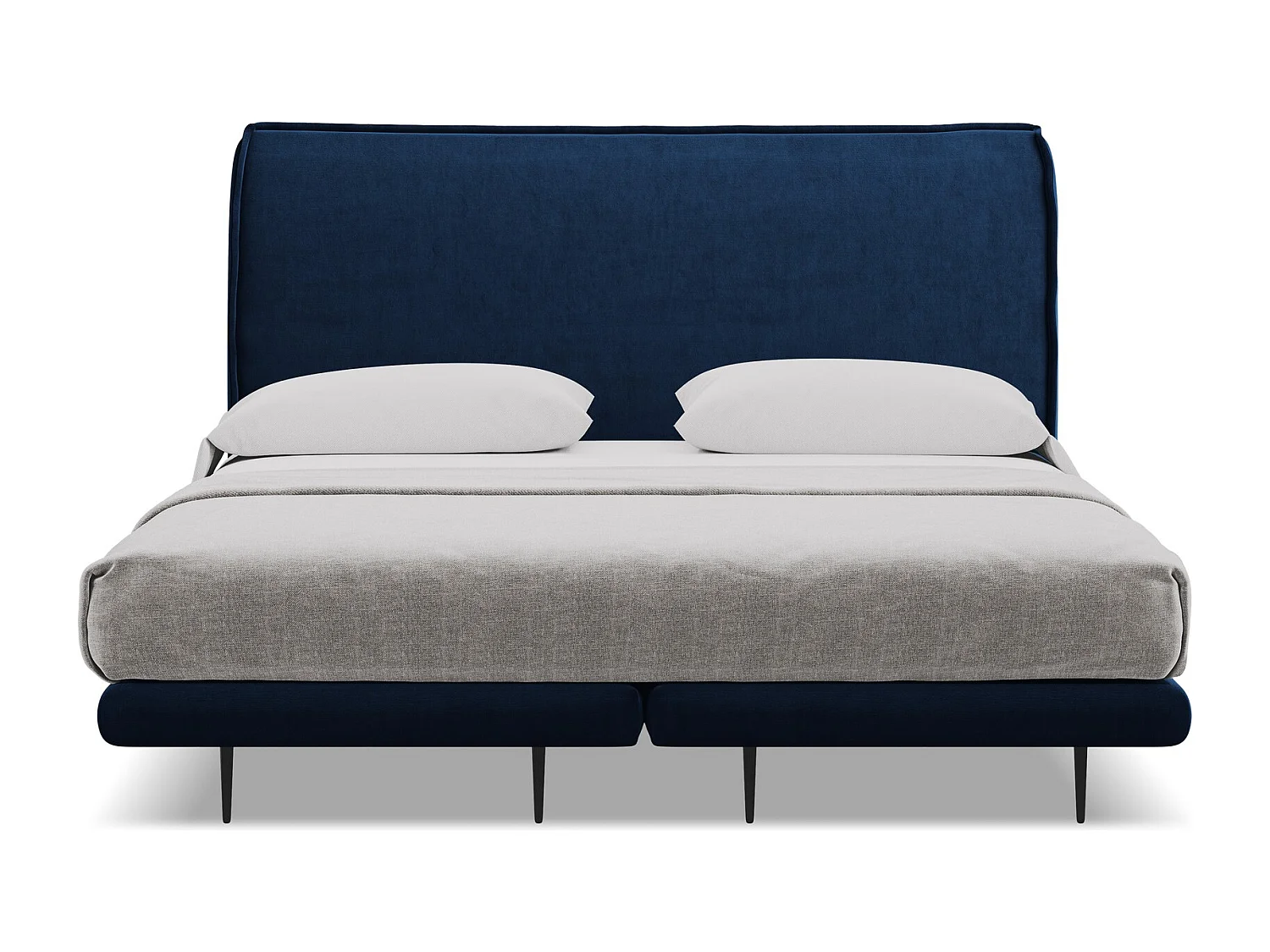 Lit capitonné + matelas en velours 180 x 200 - bleu royal - HALIA