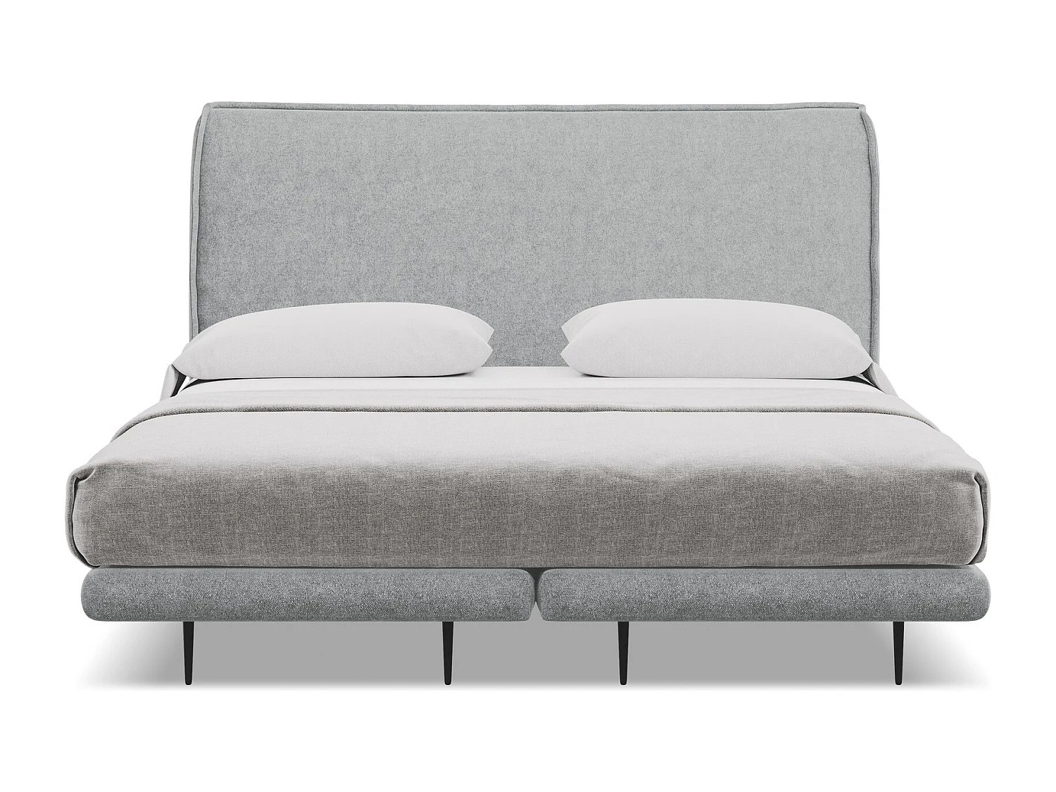 Cama estofada 140x200 cm em tecido bouclé - prata - HALIA