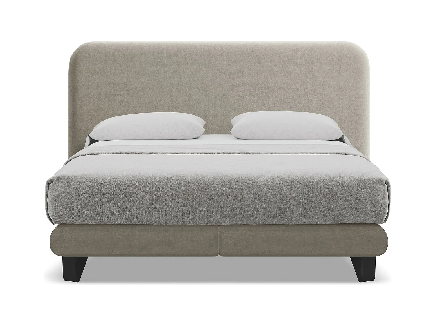 Bett mit Matratze - 214 x 220 - Samt - Taupe - ILIMA