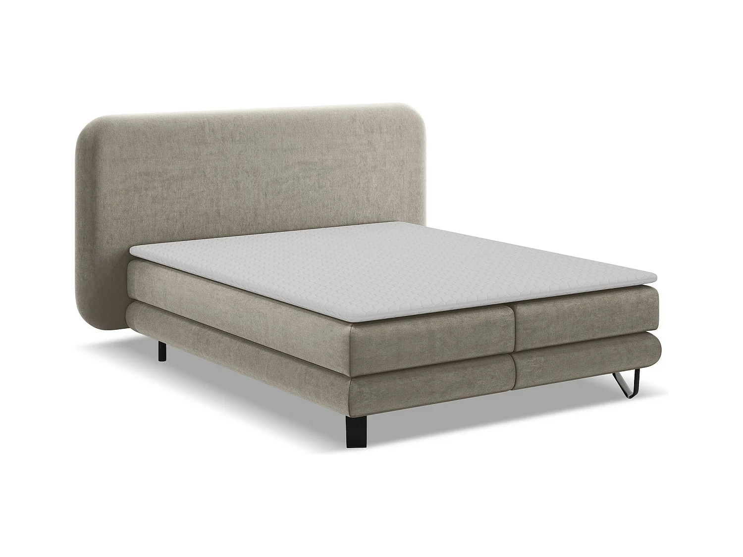 Bett mit Matratze - 214 x 220 - Samt - Taupe - ILIMA