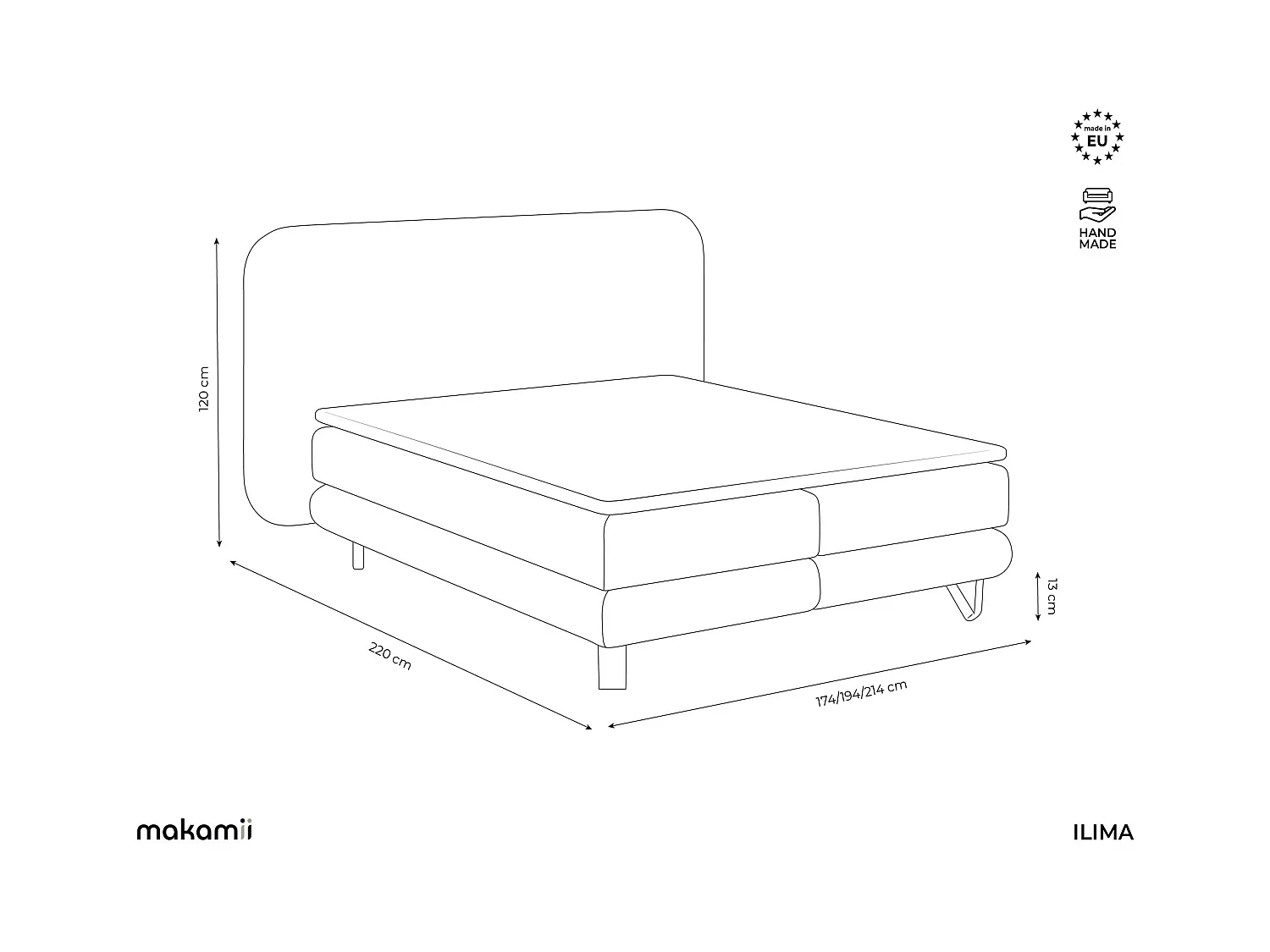 Bett mit Matratze - 214 x 220 - Samt - Taupe - ILIMA