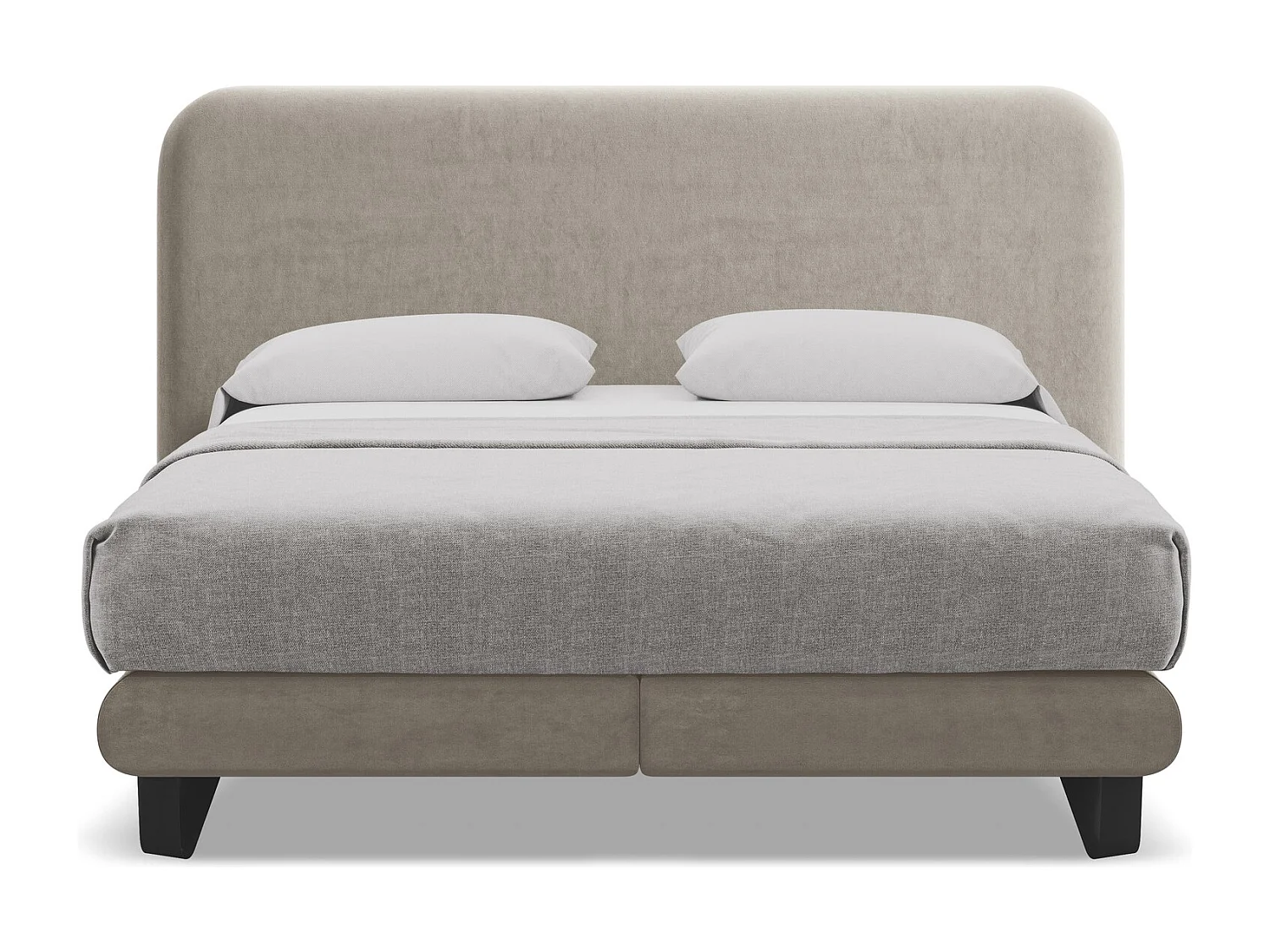 Lit capitonné + matelas en velours 180 x 200 - taupe - ILIMA