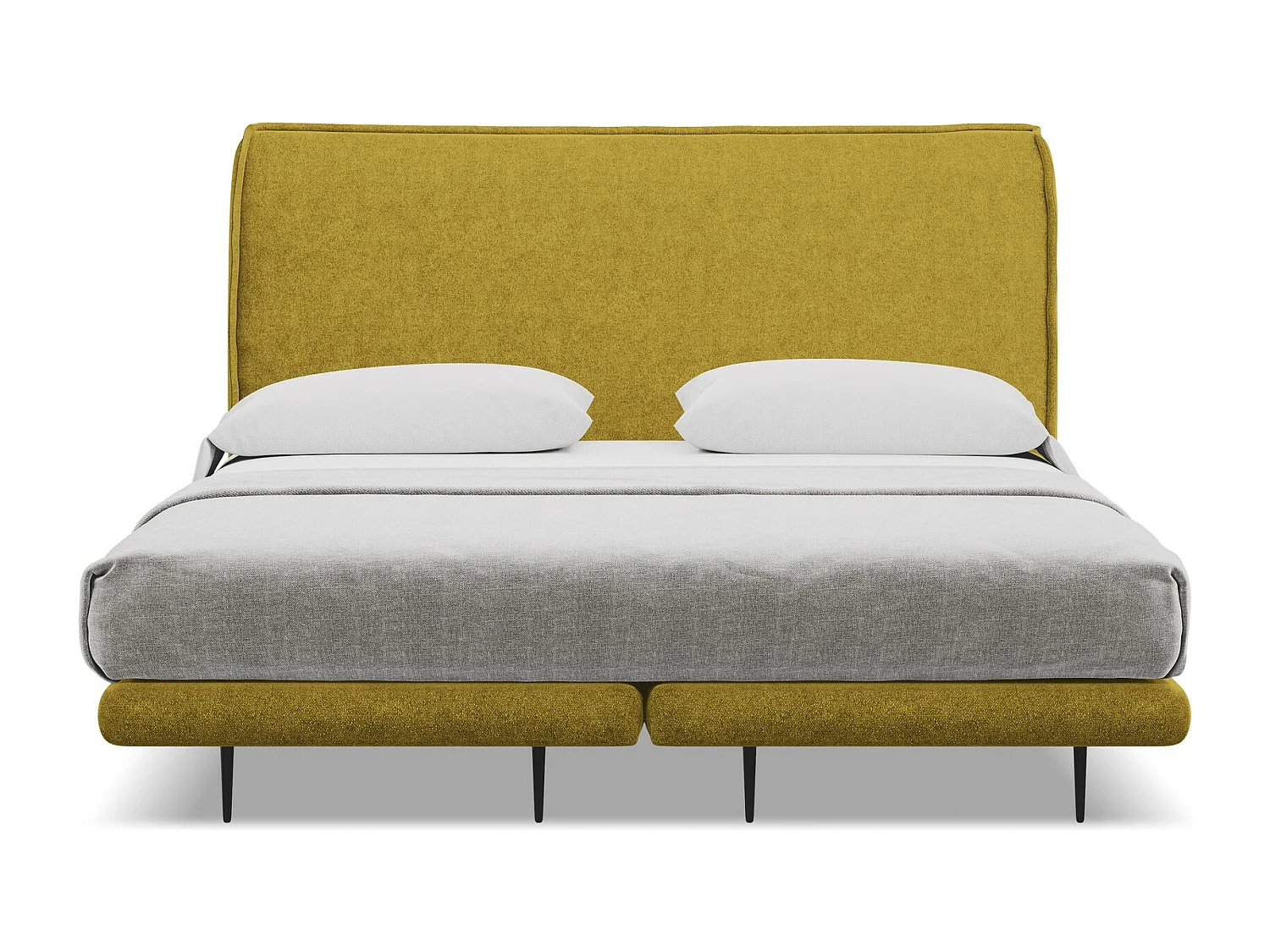 Lit capitonné + matelas en tissu bouclette 140 x 200 - moutarde - HALIA