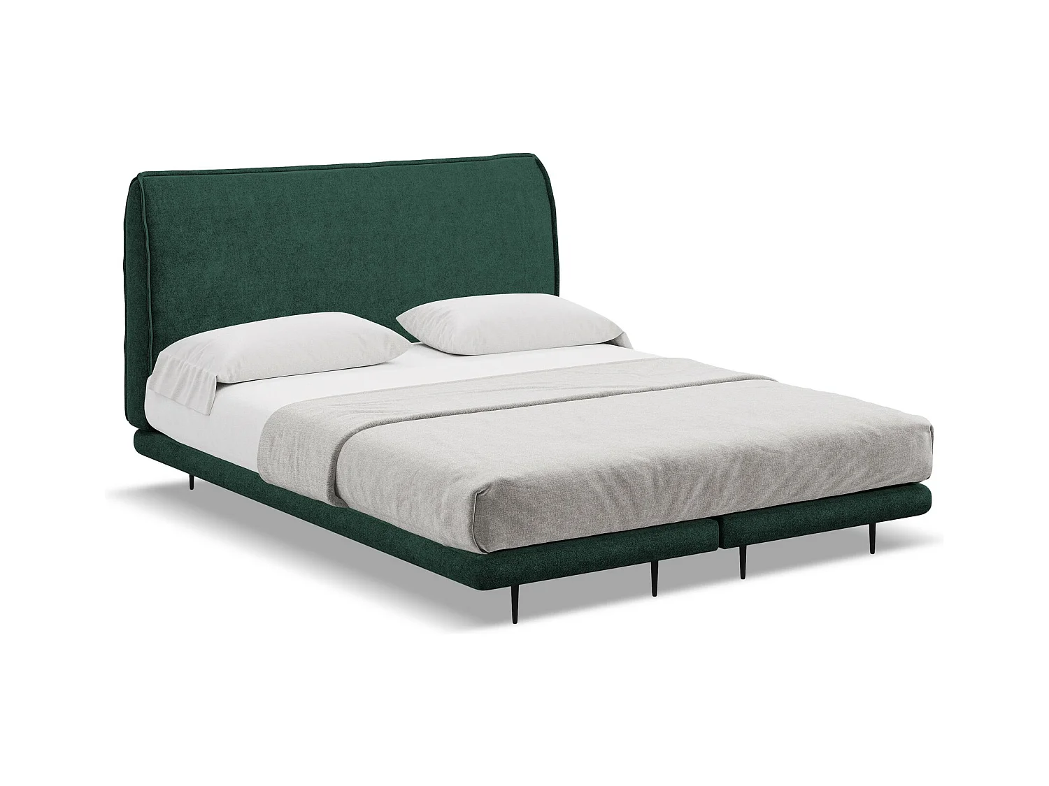 Bett mit Matratze - 168 x 222 - Bouclé - Flaschengrün - HALIA