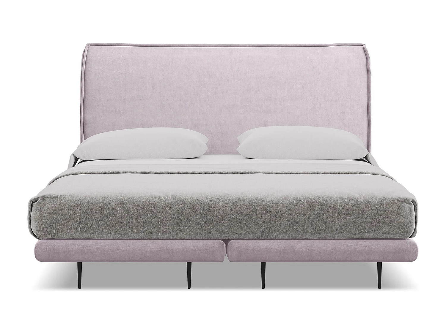 Bett mit Matratze - 188 x 222 - Samt - Lavendel - HALIA