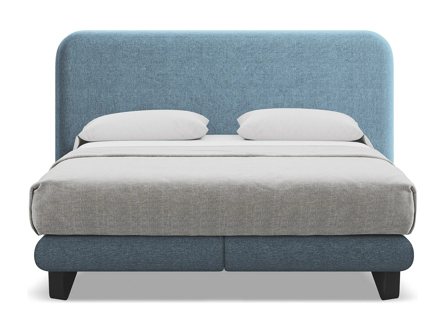 Bett mit Matratze - 214 x 220 - Chenille - Jeans - ILIMA