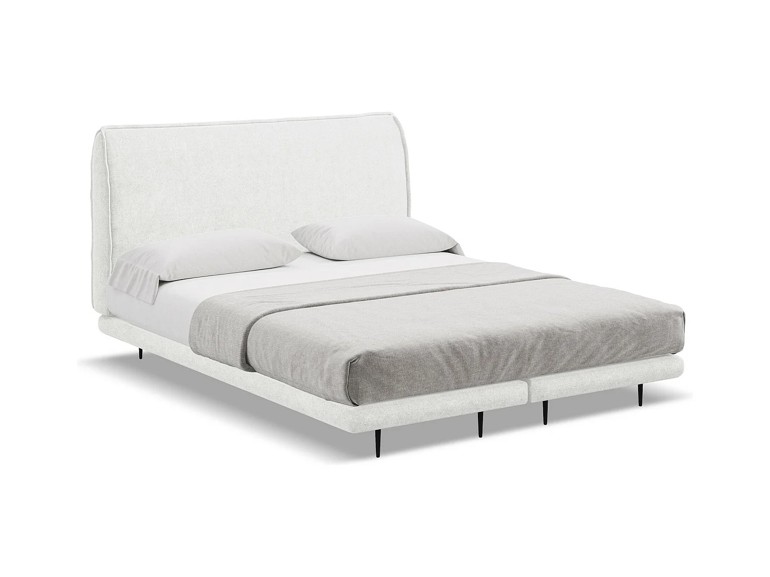 Lit capitonné + matelas en tissu bouclette 160 x 200 - blanc - HALIA