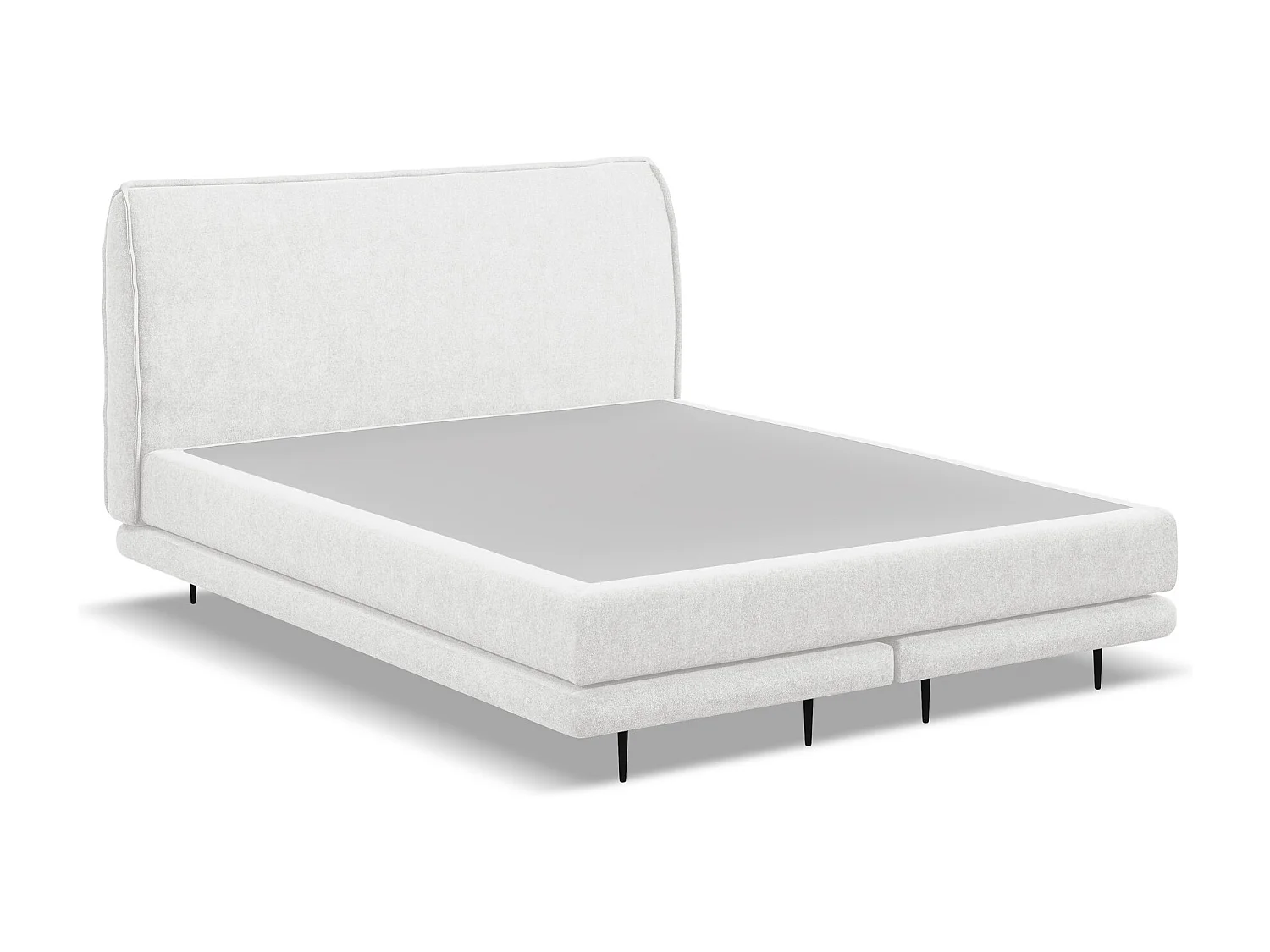 Lit capitonné + matelas en tissu bouclette 160 x 200 - blanc - HALIA