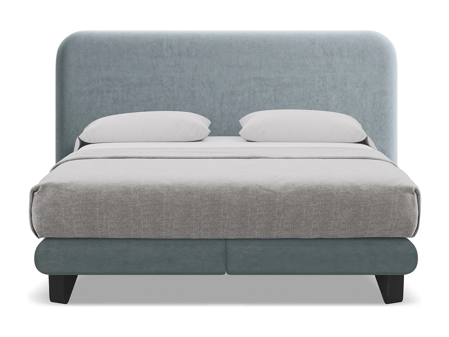 Lit capitonné + matelas en velours 140 x 200 - bleu clair - ILIMA