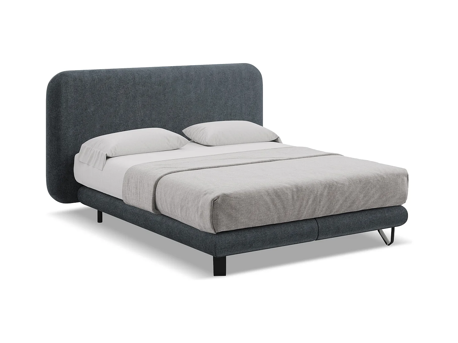 Bett mit Matratze - 194 x 220 - Bouclé - Stahl - ILIMA