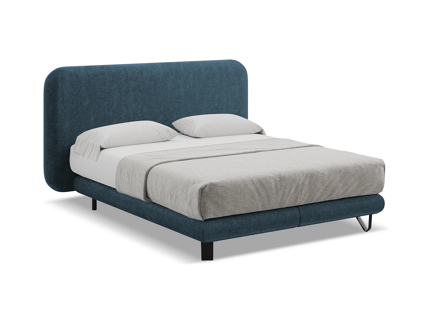 Bett mit Matratze - 194 x 220 - Bouclé - Königsblau - ILIMA