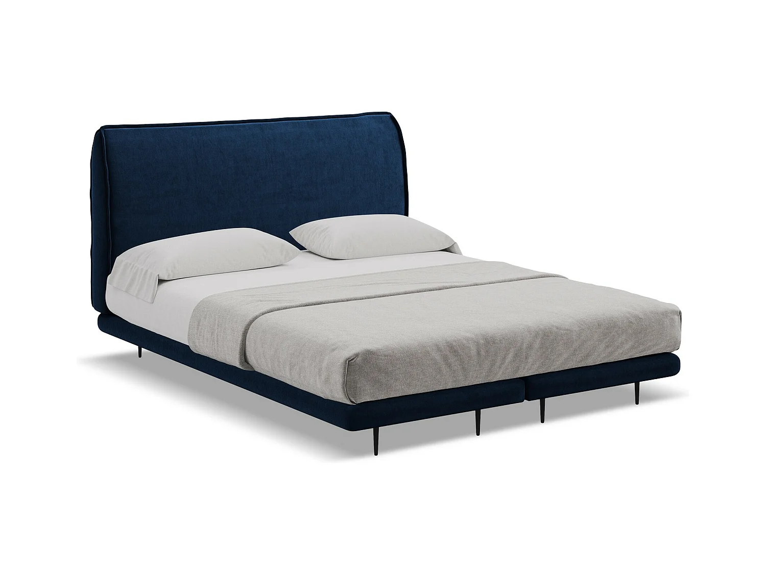 Bett mit Matratze - 168 x 222 - Samt - Königsblau - HALIA