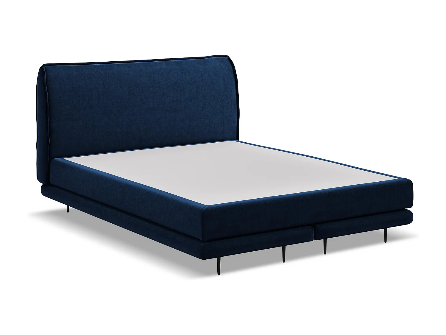 Lit capitonné + matelas en velours 160 x 200 - bleu royal - HALIA