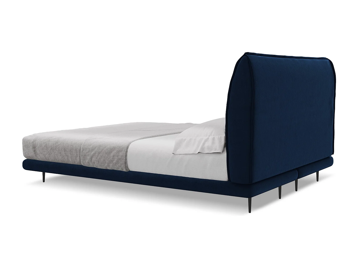 Lit capitonné + matelas en velours 160 x 200 - bleu royal - HALIA