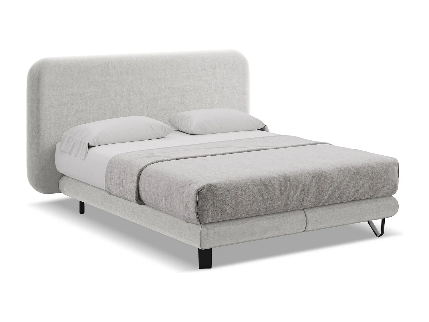 Lit capitonné + matelas en velours 180 x 200 - argent - ILIMA