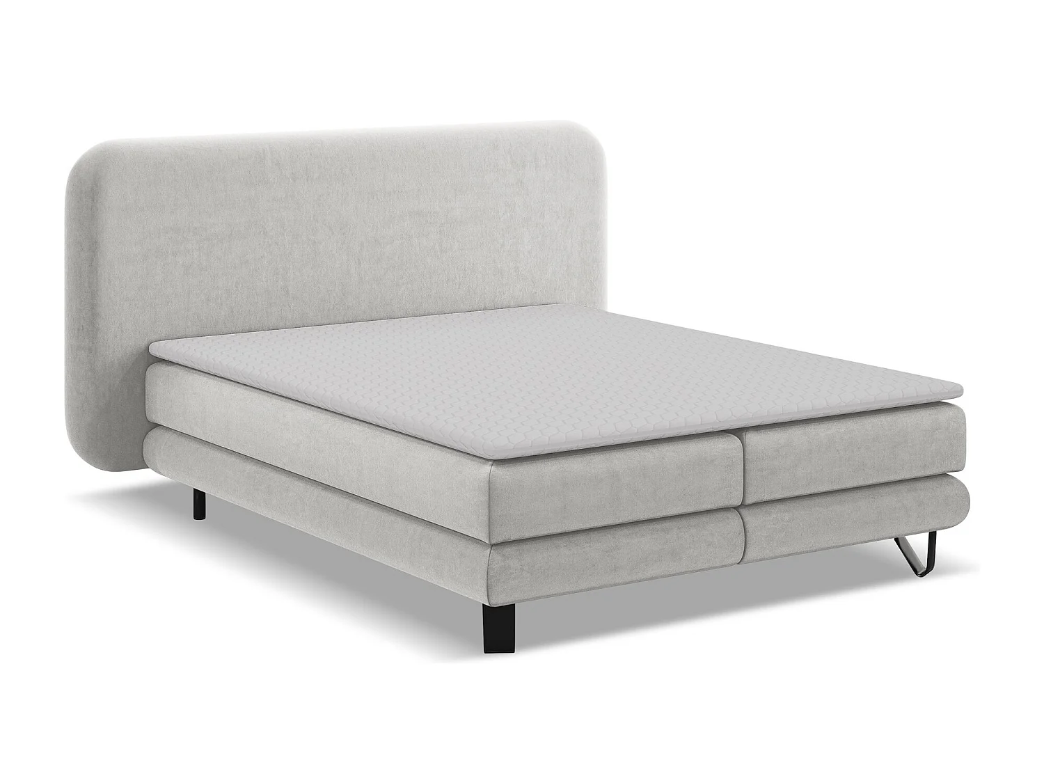 Lit capitonné + matelas en velours 180 x 200 - argent - ILIMA