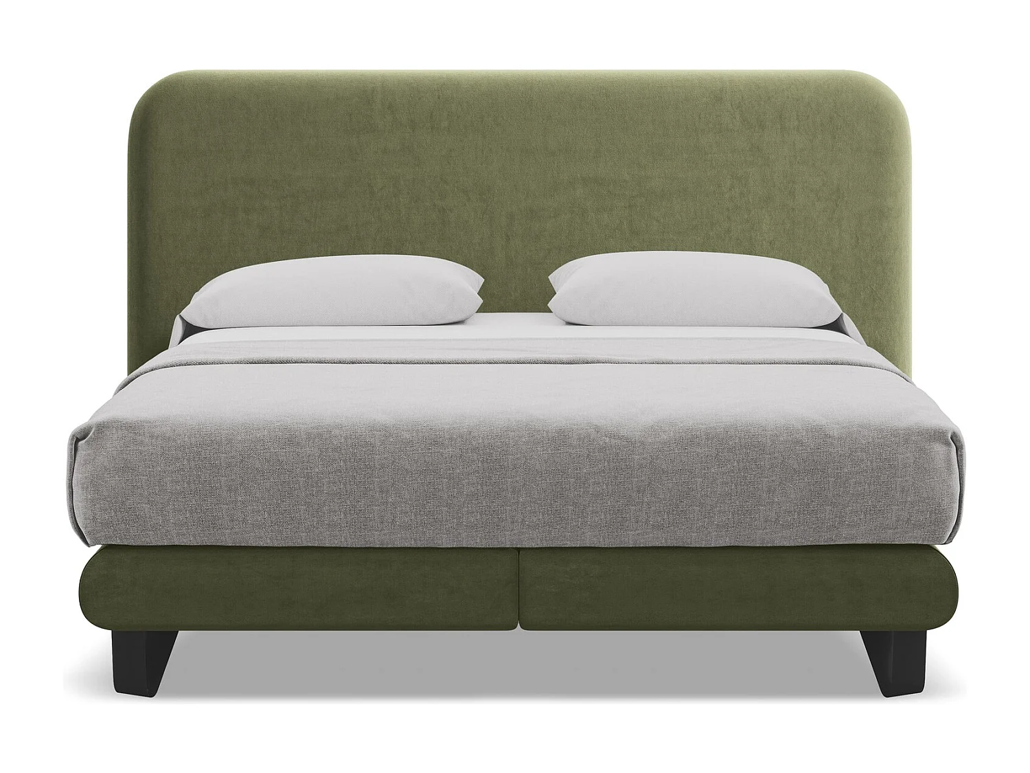 Bett mit Matratze - 194 x 220 - Samt - Olive - ILIMA