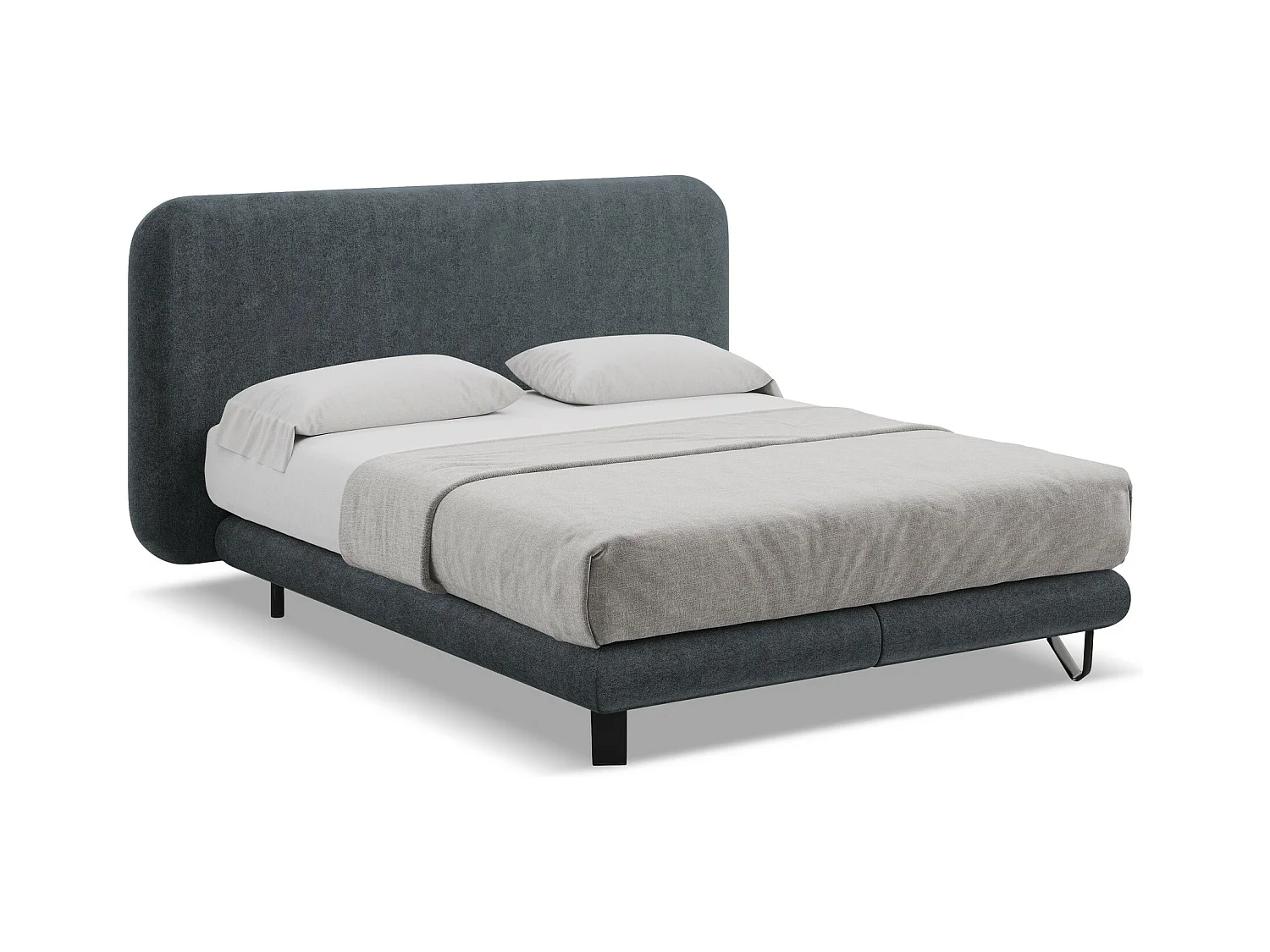 Bett mit Matratze - 214 x 220 - Bouclé - Stahl - ILIMA