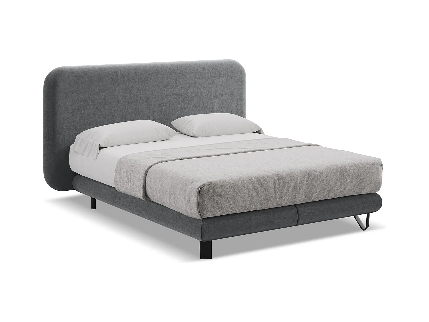 Lit capitonné + matelas en velours 160 x 200 - acier - ILIMA