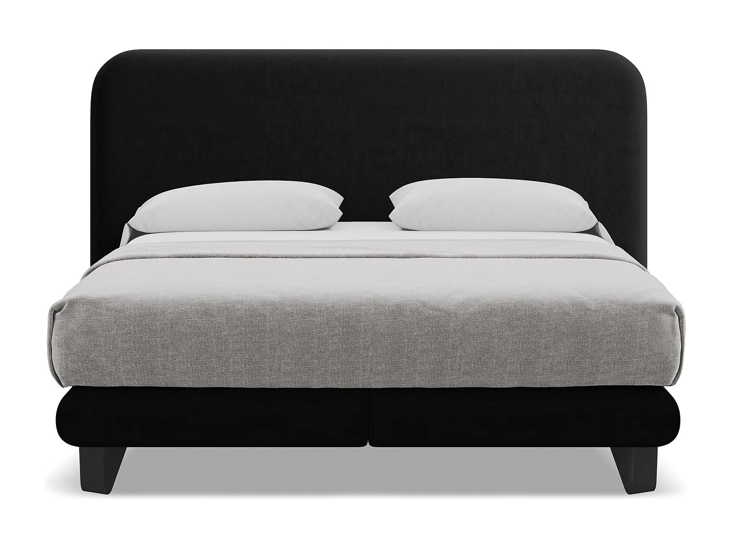 Lit capitonné + matelas en velours 140 x 200 - noir - ILIMA