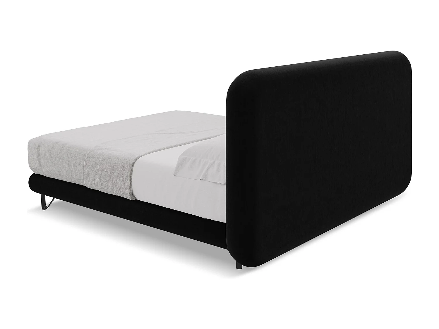 Lit capitonné + matelas en velours 140 x 200 - noir - ILIMA
